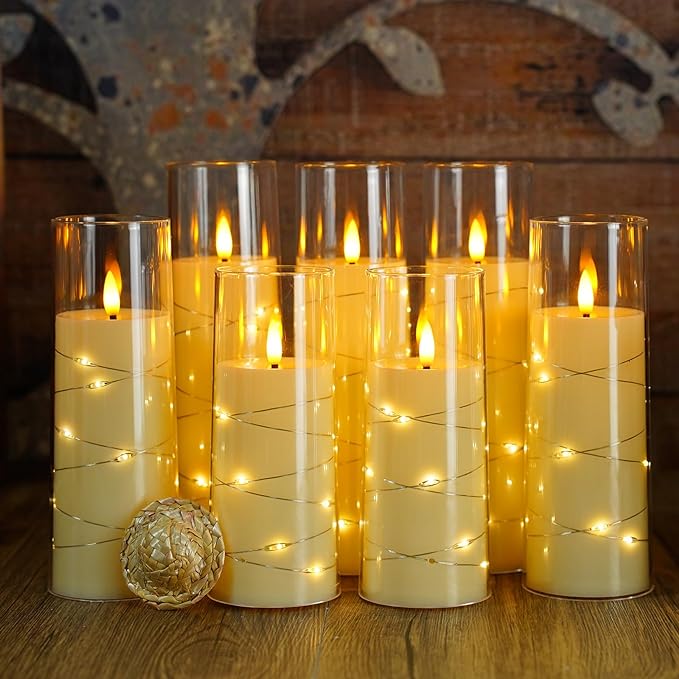 GlowVela LED-Kerzen im Glas mit Lichterkette-Effekt – Ansicht 6 von 9