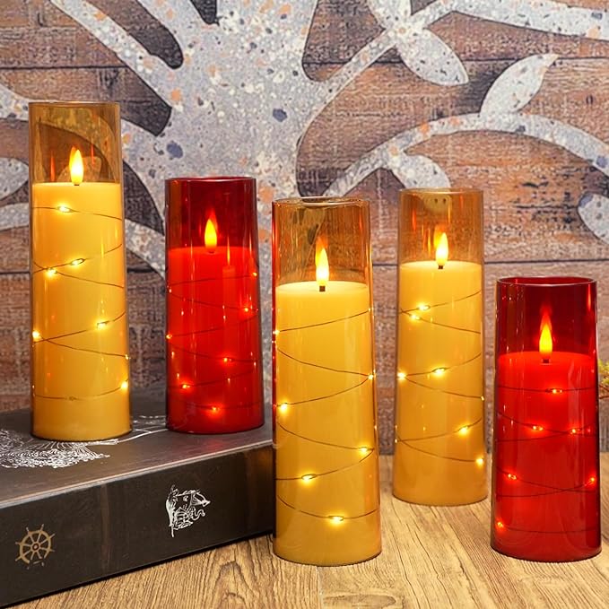 GlowVela LED-Kerzen im Glas mit Lichterkette-Effekt – Ansicht 7 von 9