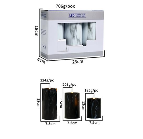 MarbellaGlow LED Kerzenlichter im Marmor-Look – LED-Kerzen aus Glas – Ansicht 6 von 6