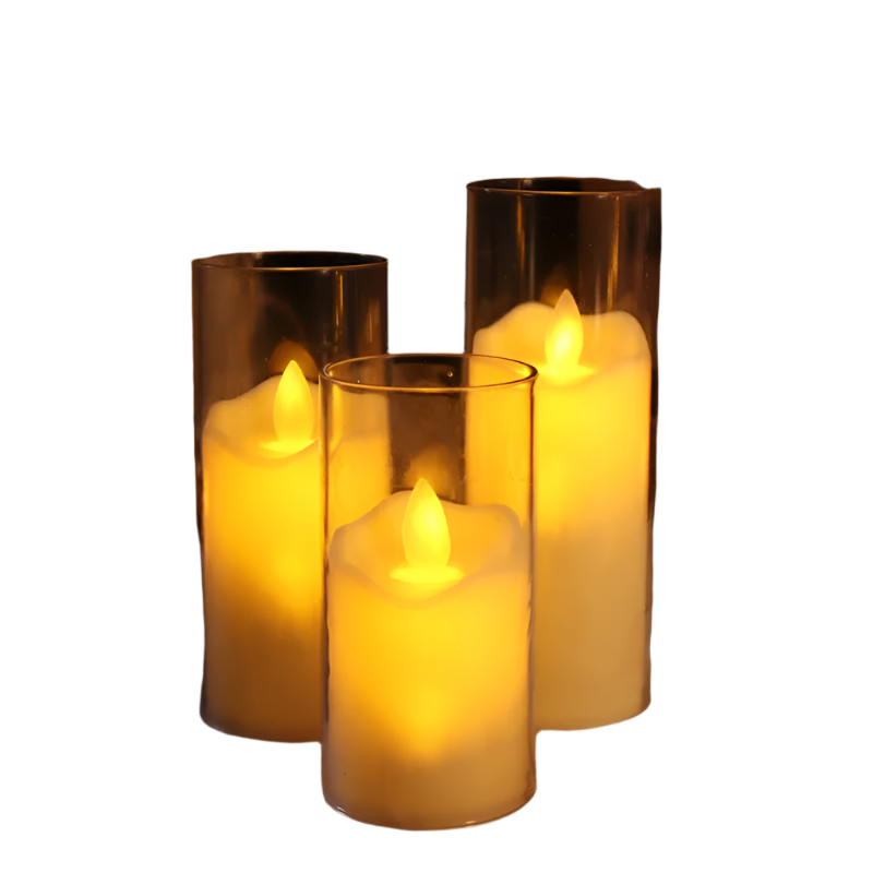 FlameAura LED-Kerzenset mit realistischem Flackerlicht aus Glas – Ansicht 4 von 7