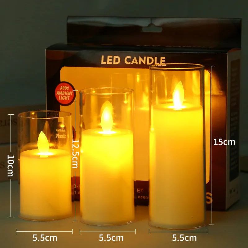 FlameAura LED-Kerzenset mit realistischem Flackerlicht aus Glas – Ansicht 7 von 7