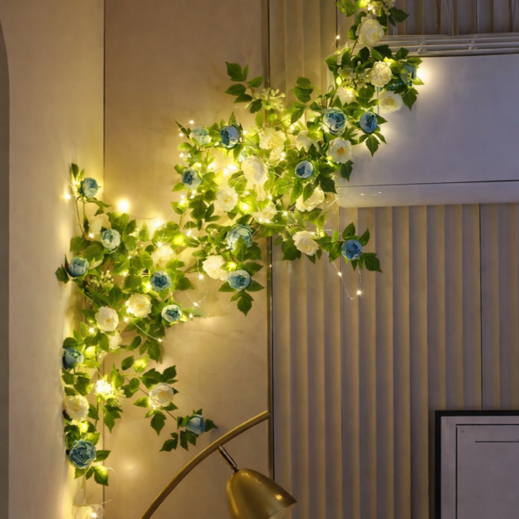 BloomLight LED-Rosengirlande für Wanddekoration – Lichterkette