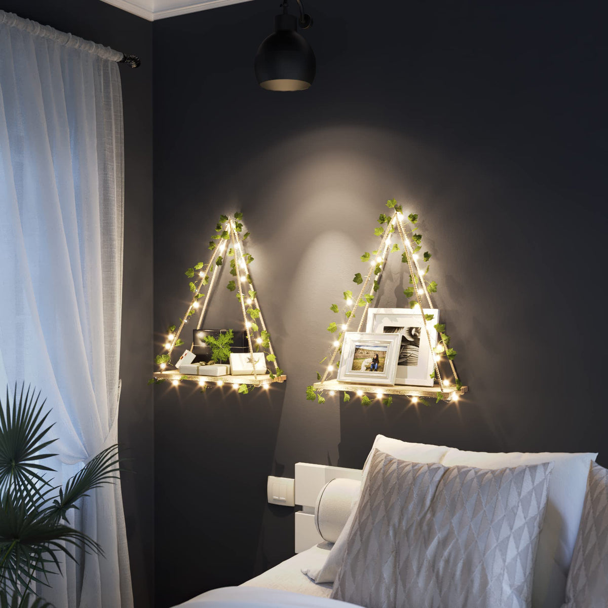 IvyGlow LED-Wandregal im Vintage-Stil – Wohnaccessoire – Ansicht 7 von 9