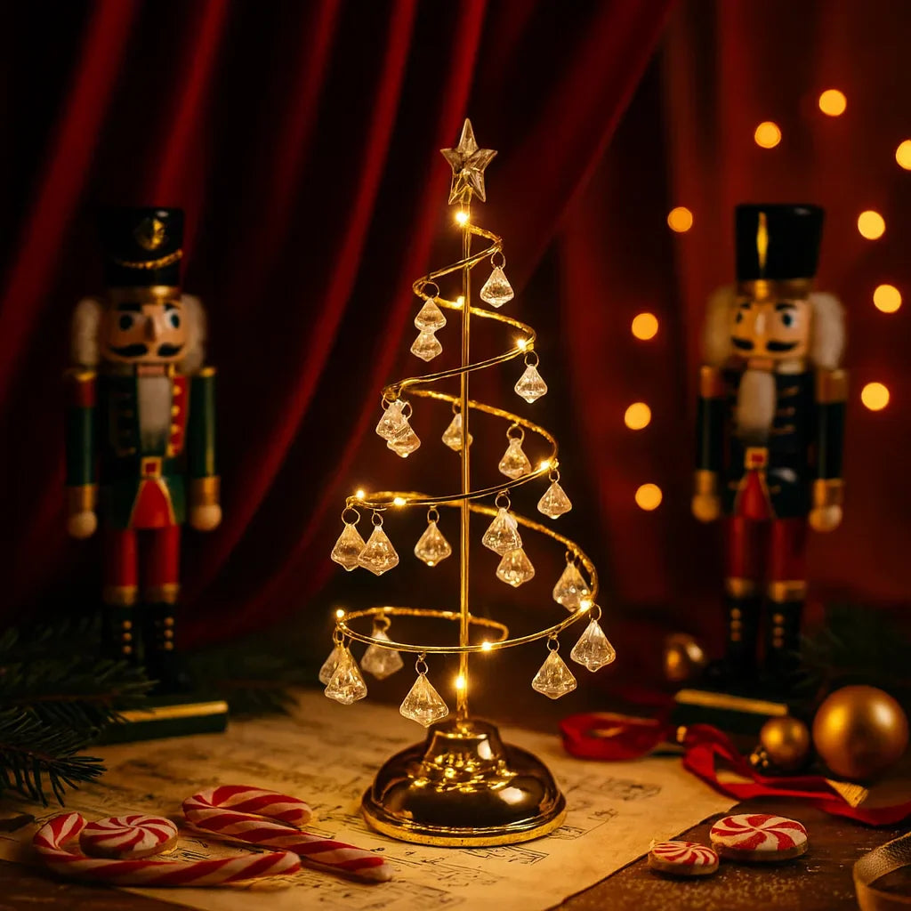 GoldGlow Tree LED-Weihnachtsbaum mit warmweißem Licht in Gold – Weihnachtsbeleuchtung aus Stoff – Ansicht 6 von 10