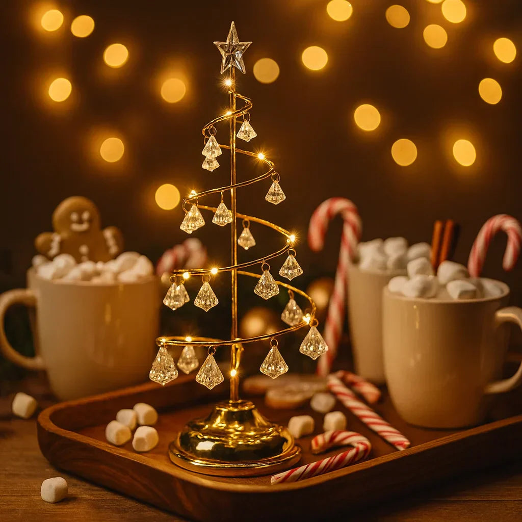 GoldGlow Tree LED-Weihnachtsbaum mit warmweißem Licht in Gold – Weihnachtsbeleuchtung aus Stoff – Ansicht 8 von 10
