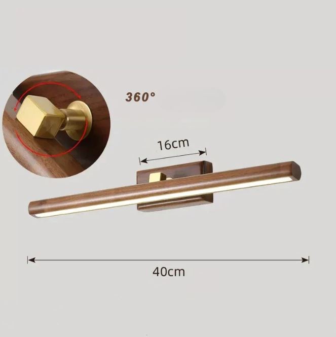 Walnoir Holz-Wandleuchte mit warmem LED-Licht – Ansicht 7 von 7