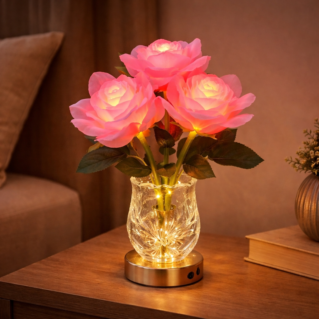 Rosalia Romantische LED-Blütenlampe – Dekoleuchte aus Glas – Ansicht 7 von 7