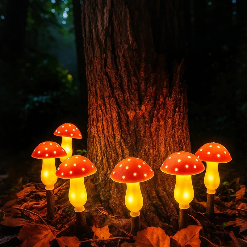 FeenLux Solar-Lichterkette mit Leuchtpilzen, IP65