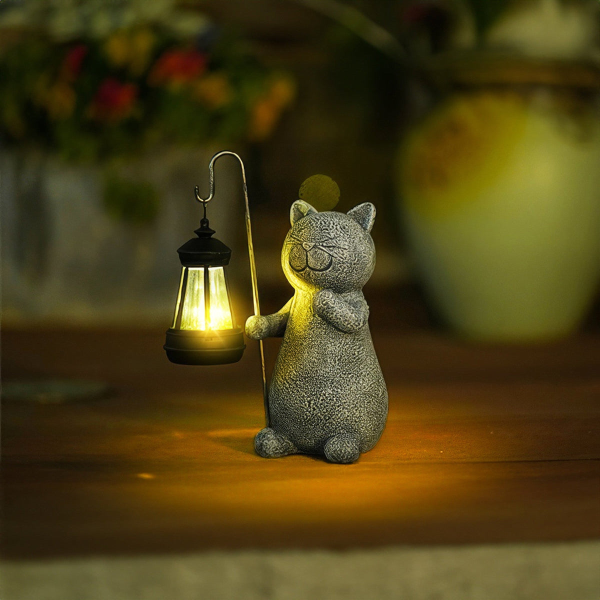 Glimora Solar-Gartenfigur Katze mit Dämmerungssensor – Solarleuchte – Ansicht 3 von 8