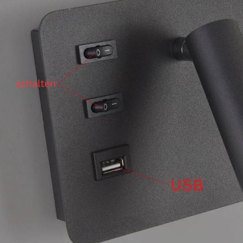 LumiRead Wandleuchte mit USB-Ladefunktion und Leselicht – Ansicht 10 von 16