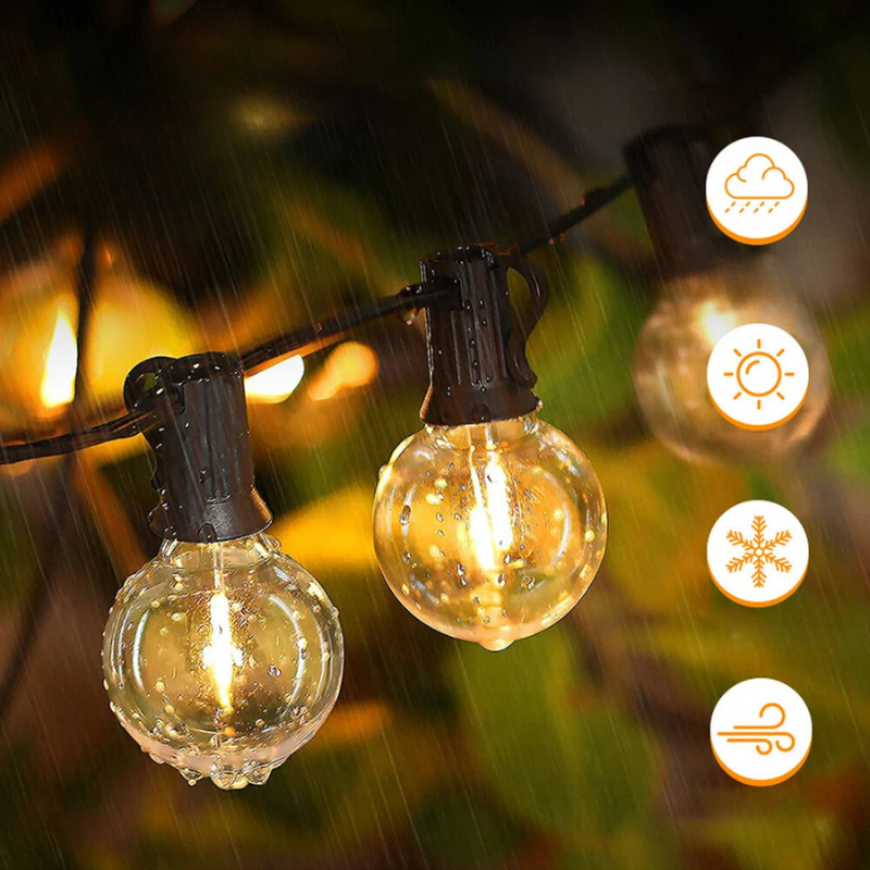GlowString Warmweiße LED-Lichterkette für Terrasse & Garten – Ansicht 3 von 4