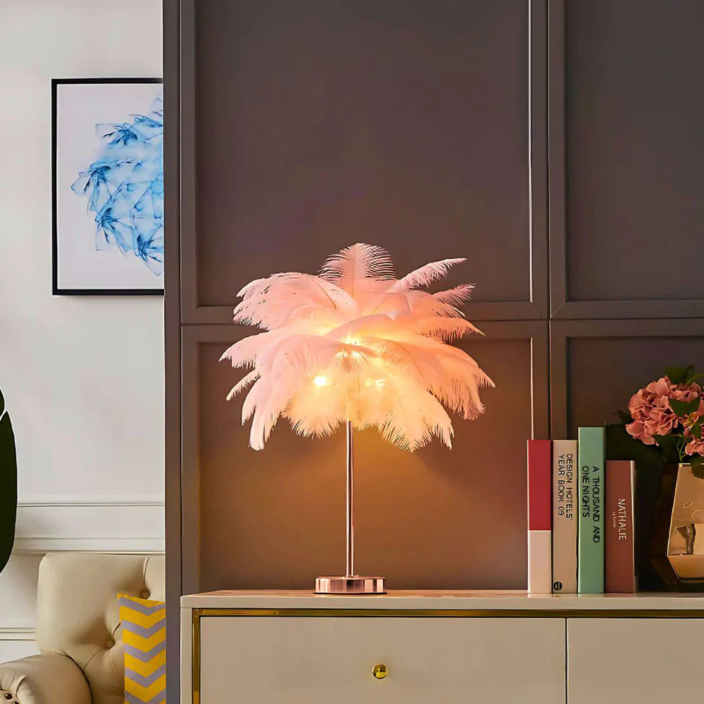 PlumaLux Feder-Palmenlampe mit Fernbedienung – Dekoleuchte – Ansicht 2 von 12