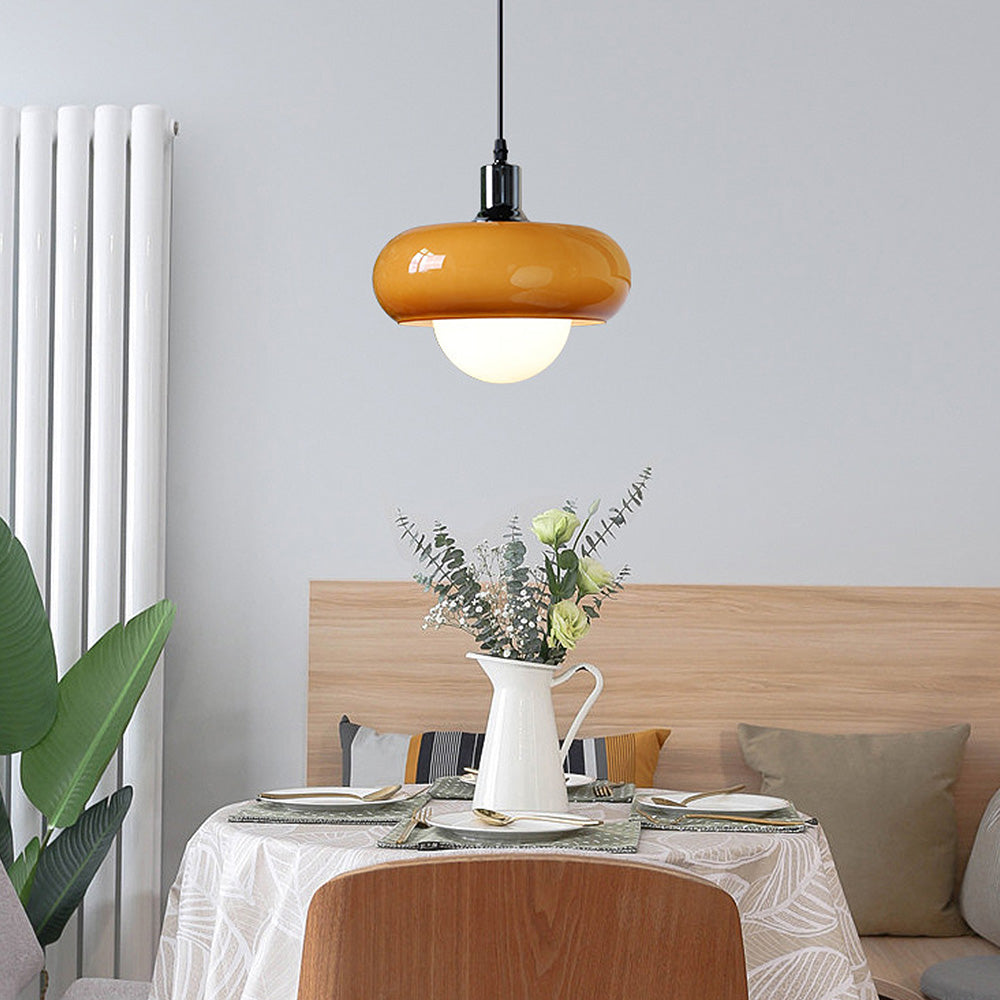 CoffeeGlow Bauhaus Pendelleuchte in Kaffeefarben aus Glas – Ansicht 14 von 20