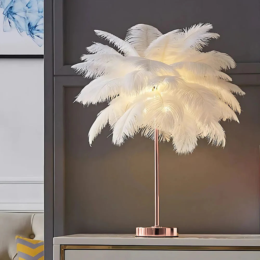 PlumaLux Feder-Palmenlampe mit Fernbedienung – Dekoleuchte