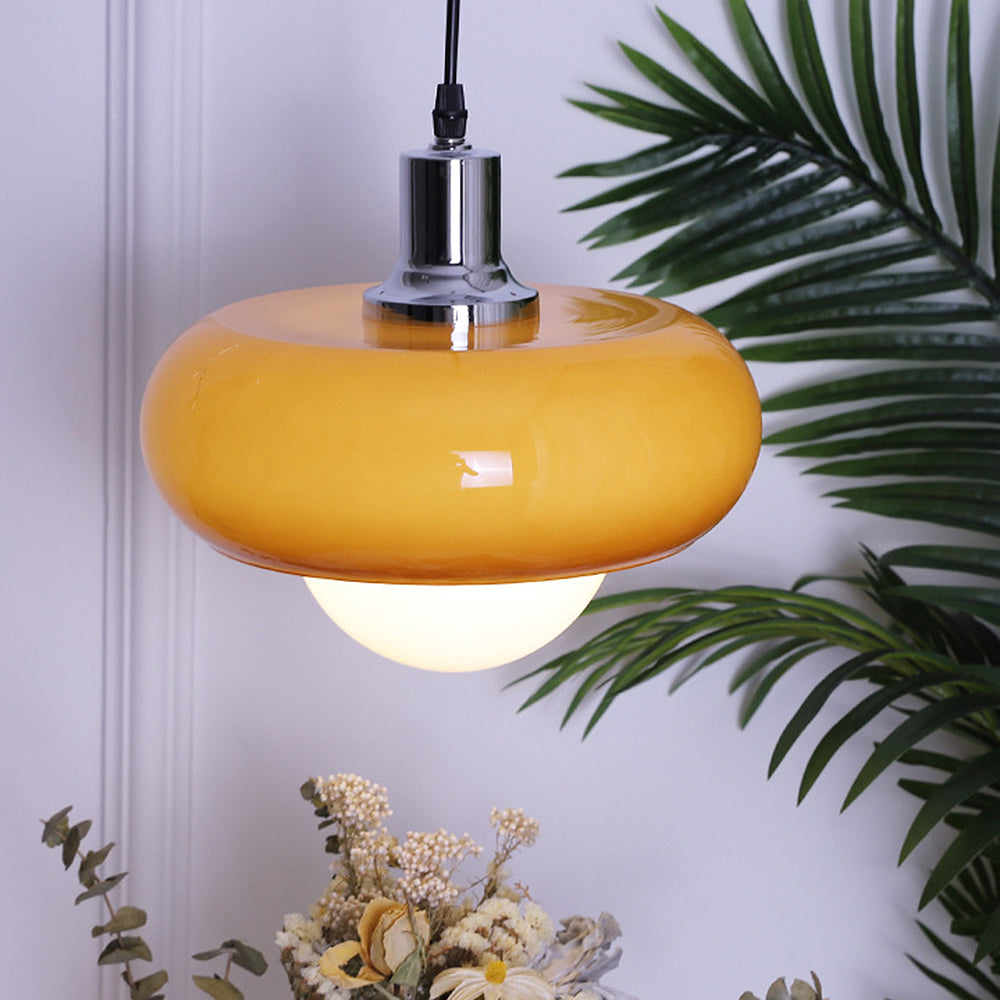CoffeeGlow Bauhaus Pendelleuchte in Kaffeefarben aus Glas – Ansicht 11 von 20