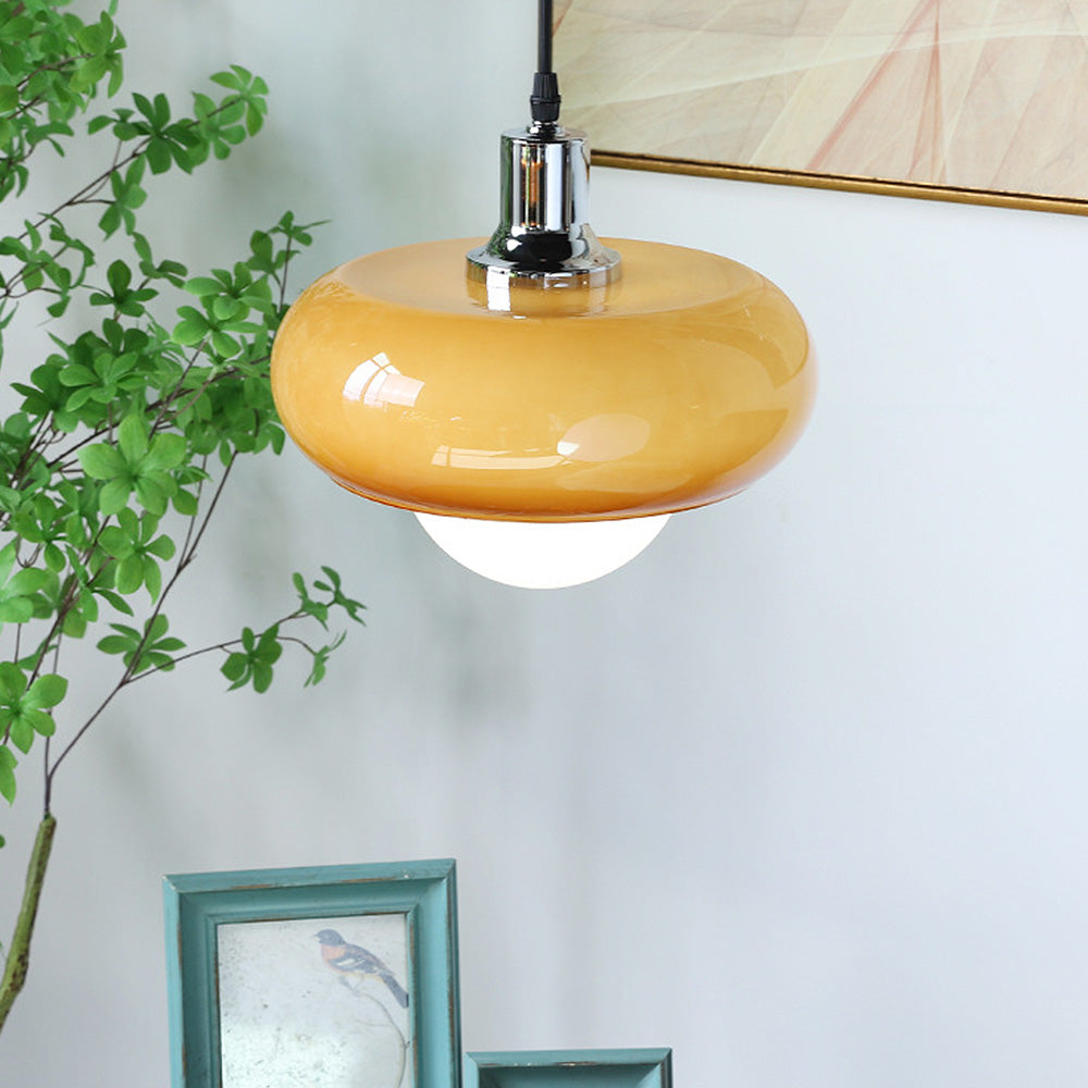CoffeeGlow Bauhaus Pendelleuchte in Kaffeefarben aus Glas – Ansicht 17 von 20