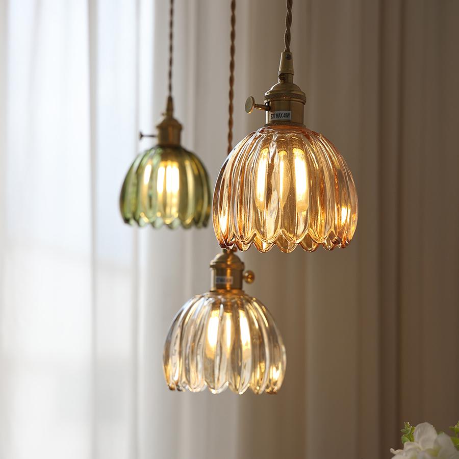 Florvina Retro-Pendelleuchte mit Glasblumen-Design – Ansicht 9 von 19