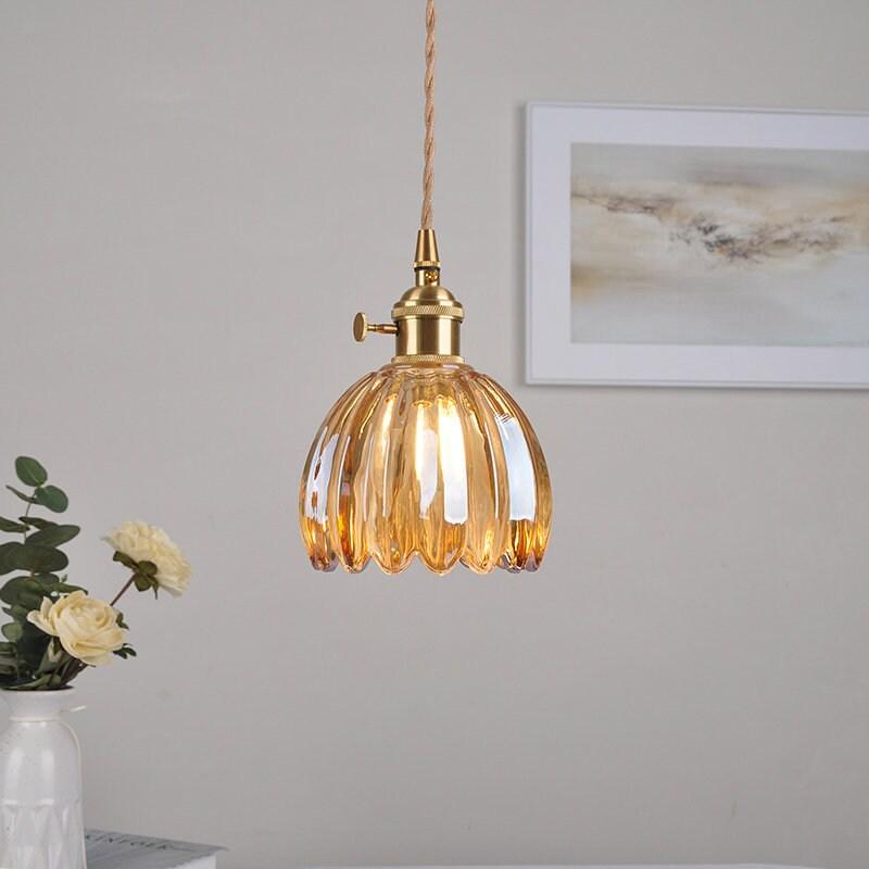 Florvina Retro-Pendelleuchte mit Glasblumen-Design – Ansicht 3 von 19