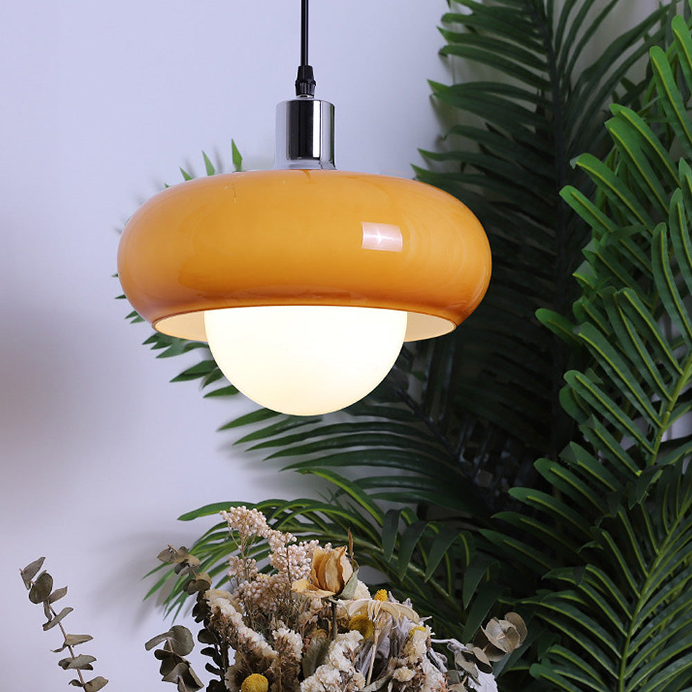 CoffeeGlow Bauhaus Pendelleuchte in Kaffeefarben aus Glas – Ansicht 12 von 20