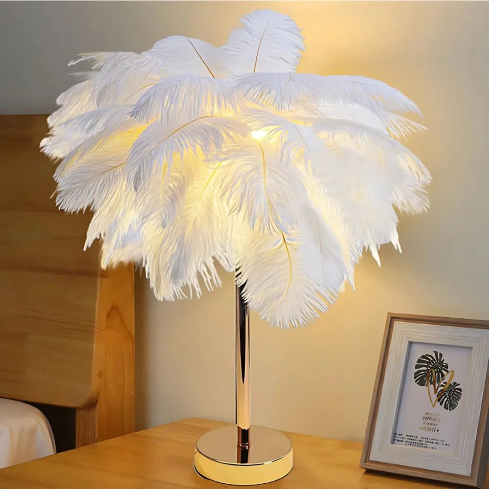 PlumaLux Feder-Palmenlampe mit Fernbedienung – Dekoleuchte – Ansicht 7 von 12