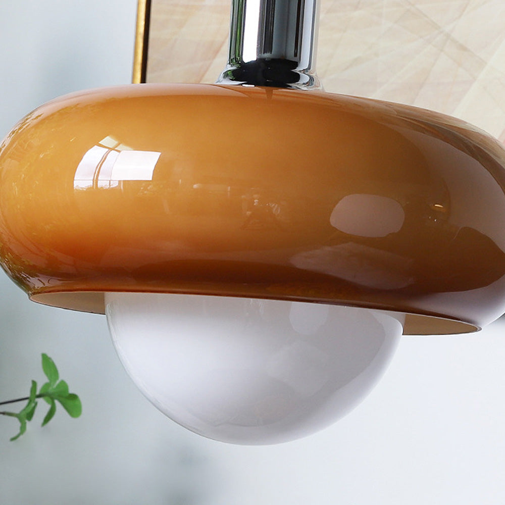 CoffeeGlow Bauhaus Pendelleuchte in Kaffeefarben aus Glas – Ansicht 15 von 20