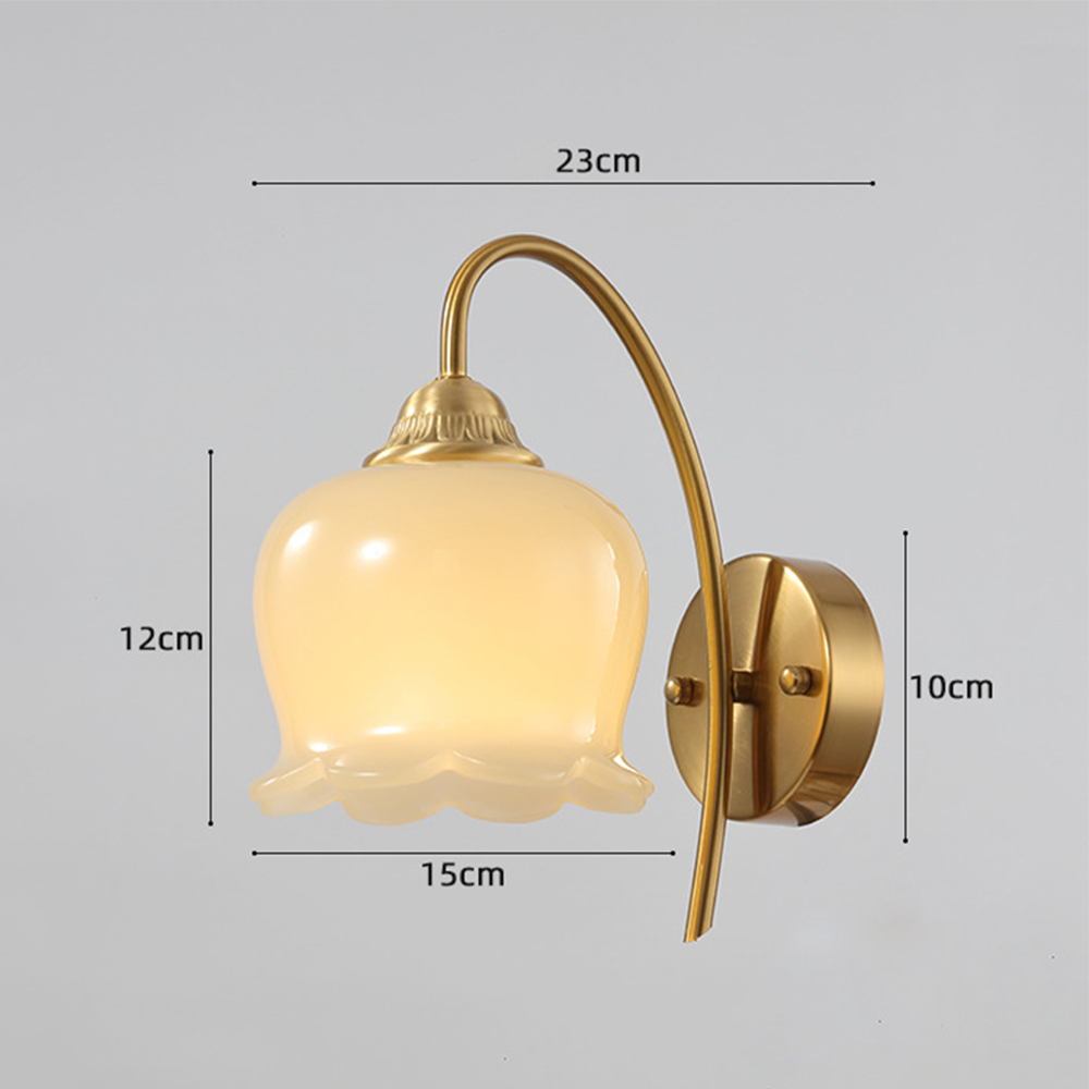 CuproLux Wandleuchte mit Kupferrahmen & Glasschirm – Ansicht 13 von 13