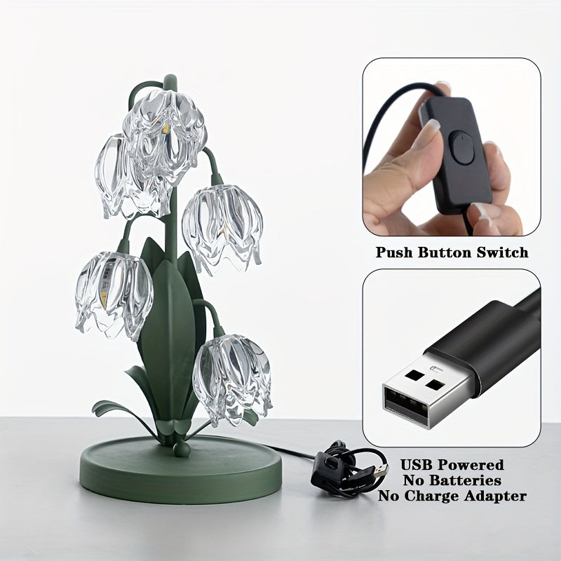 Bloomora Art Deco LED-Tischleuchte mit Blumendesign – Ansicht 7 von 13