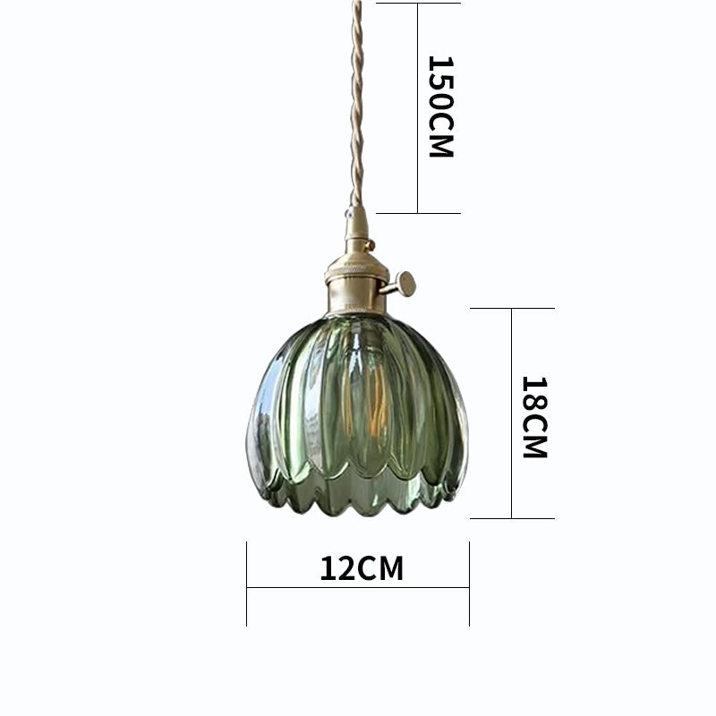 Florvina Retro-Pendelleuchte mit Glasblumen-Design – Ansicht 19 von 19