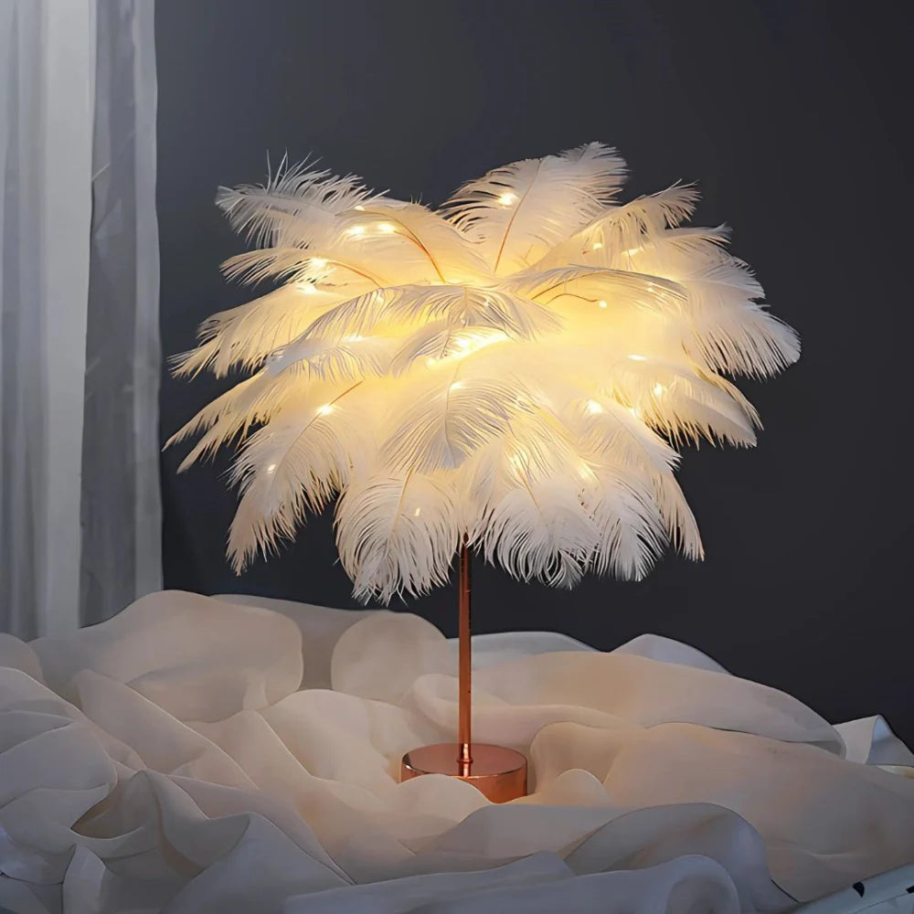PlumaLux Feder-Palmenlampe mit Fernbedienung – Dekoleuchte – Ansicht 9 von 12