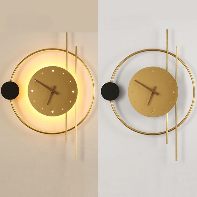LumiClock Schwarze LED-Wandleuchte mit Uhr – Ansicht 10 von 11