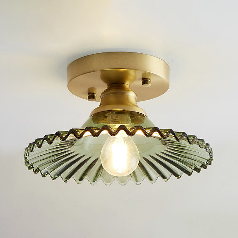 GlassGlow Halbbündige Deckenleuchte mit grünem Glasschirm – Ansicht 6 von 8