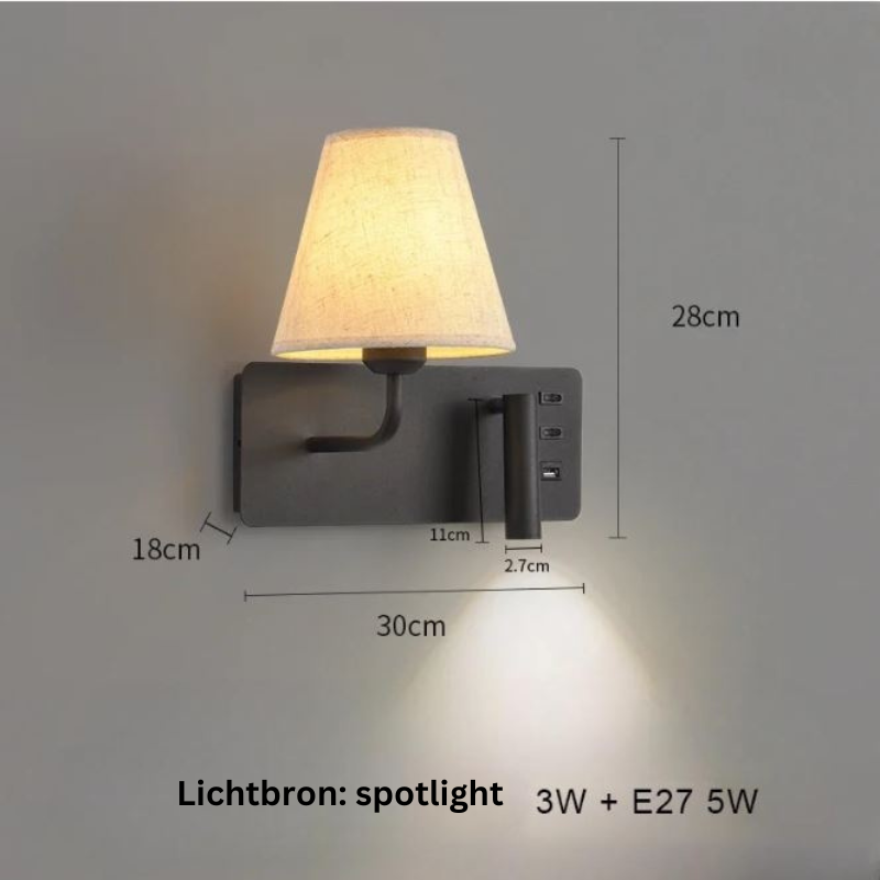 LumiRead Wandleuchte mit USB-Ladefunktion und Leselicht – Ansicht 15 von 16