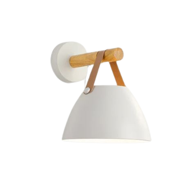 HaloTide LED-Wandleuchte mit Holz & Leder – Ansicht 5 von 11