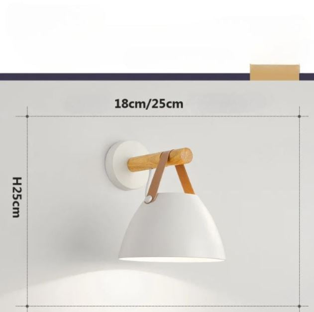 HaloTide LED-Wandleuchte mit Holz & Leder – Ansicht 8 von 11