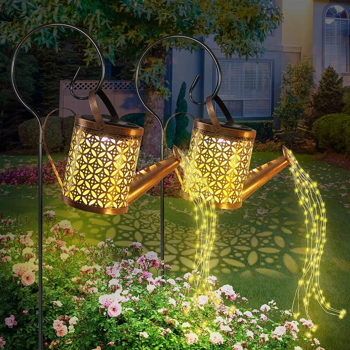 LuminKanne Solar-Gießkanne mit Sternenschimmer – Gartengerät aus Metall – Ansicht 3 von 10