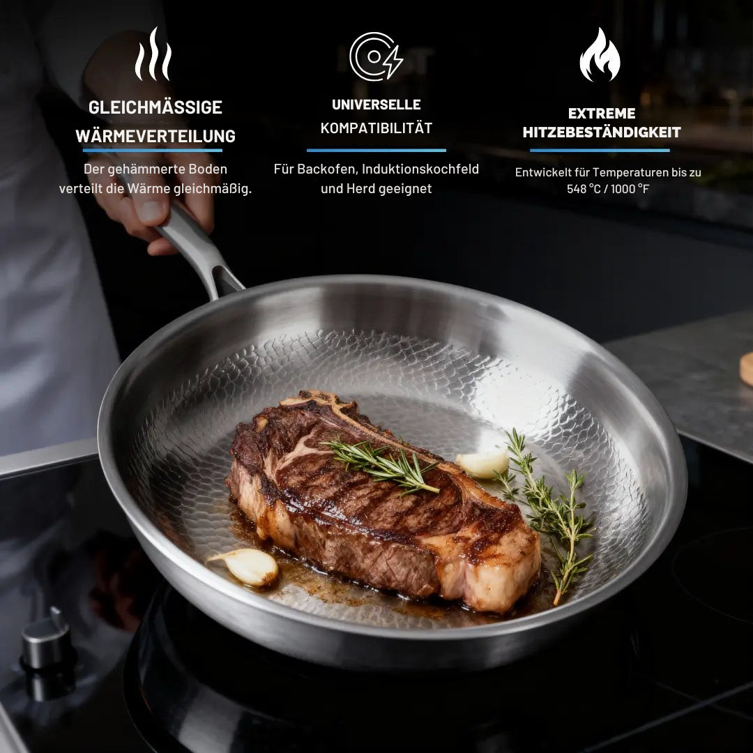 TitaFlame Wok-Pfanne aus Titan mit Hammerschlag-Design – Kochgeschirr – Ansicht 4 von 6