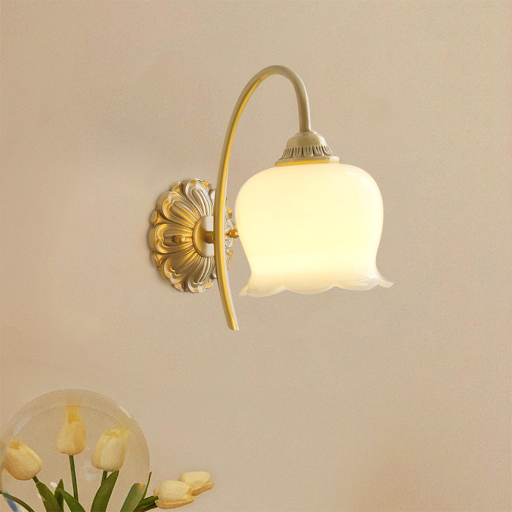 CuproLux Wandleuchte mit Kupferrahmen & Glasschirm – Ansicht 3 von 13