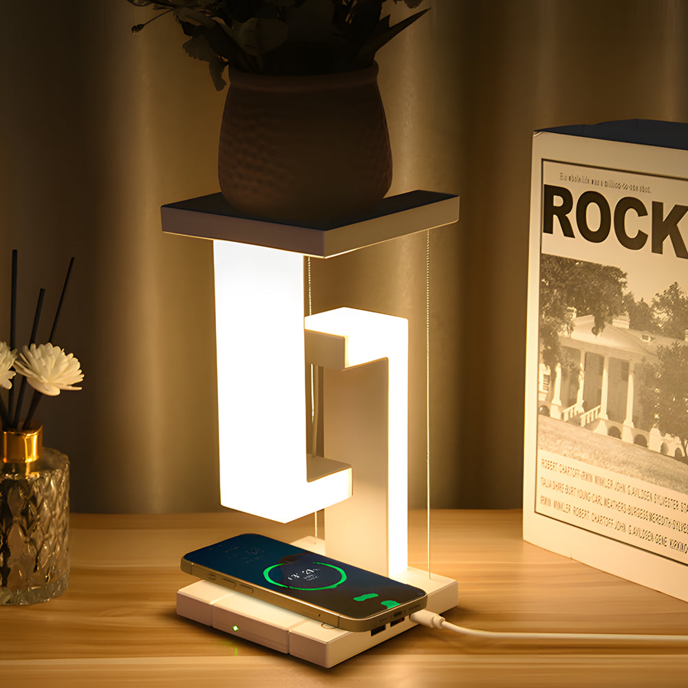 AuraGlide Schwebende LED-Tischleuchte mit kabellosem Laden – Schreibtischlampe – Ansicht 3 von 11
