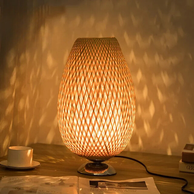 CasaBamboo Vintage Bambus-Tischlampe für Wohnzimmer – Tischleuchte – Ansicht 19 von 23