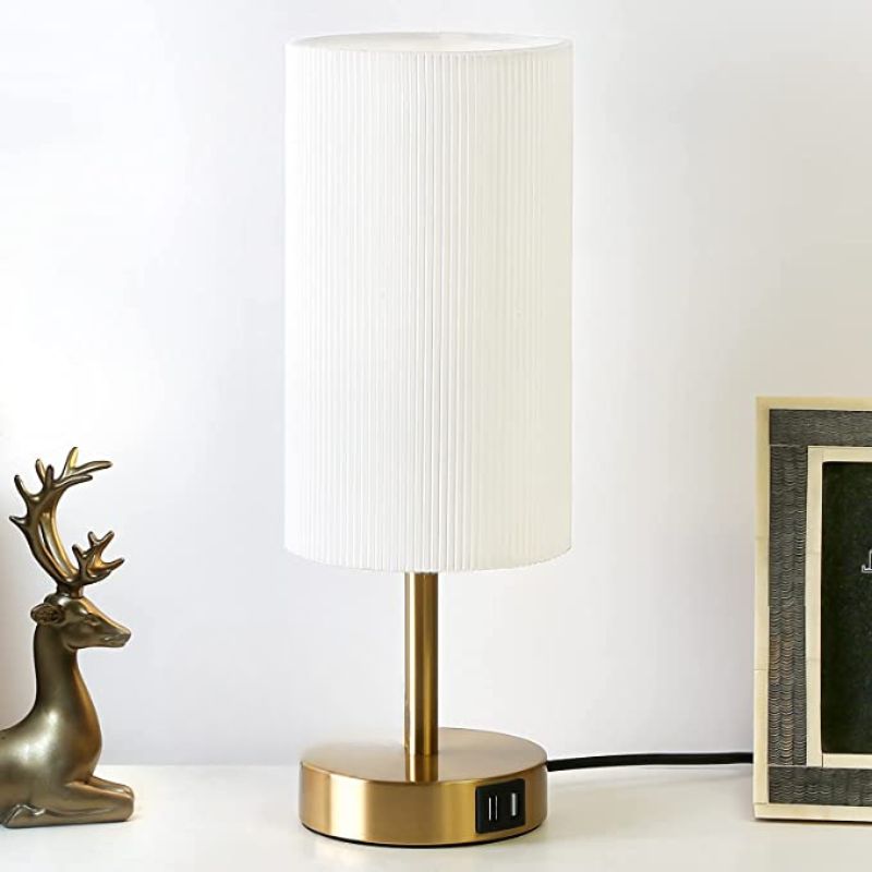 WendaDome Dimmbare Touch-Tischleuchte mit USB-Anschluss aus Holz – Ansicht 18 von 24