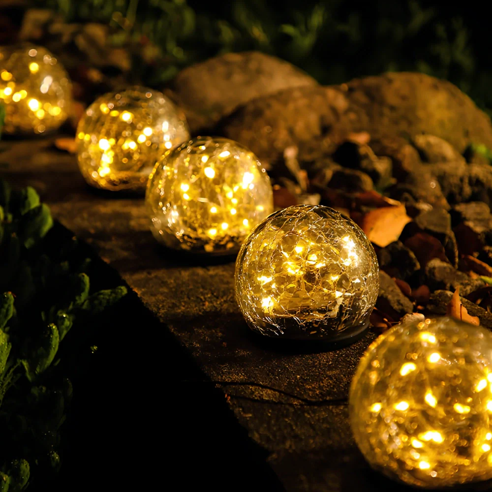 SolisGlow Solar-Gartenkugel aus Glas mit Dämmerungssensor – Solarleuchte – Ansicht 3 von 13