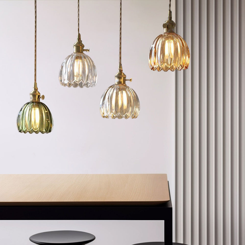 Florvina Retro-Pendelleuchte mit Glasblumen-Design – Ansicht 11 von 19
