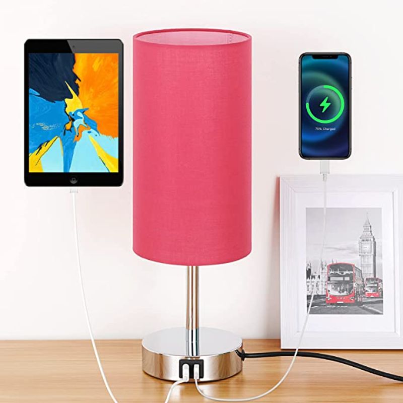 WendaDome Dimmbare Touch-Tischleuchte mit USB-Anschluss aus Holz – Ansicht 22 von 24