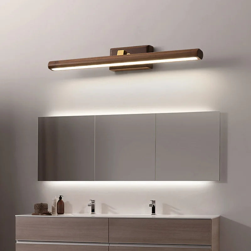 Walnoir Holz-Wandleuchte mit warmem LED-Licht – Ansicht 5 von 7
