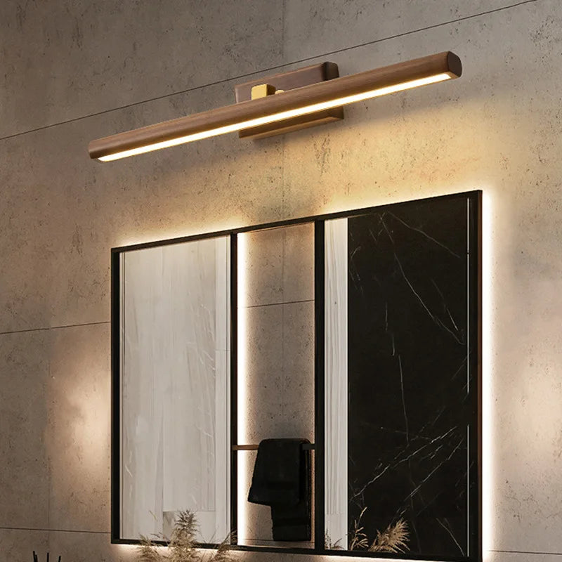 Walnoir Holz-Wandleuchte mit warmem LED-Licht – Ansicht 3 von 7