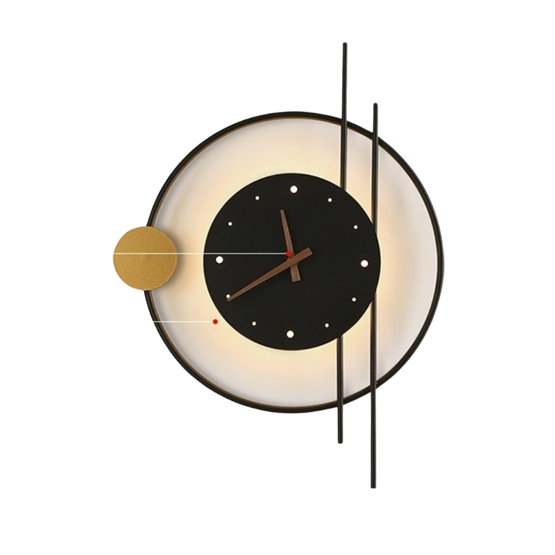 LumiClock Schwarze LED-Wandleuchte mit Uhr – Ansicht 5 von 11