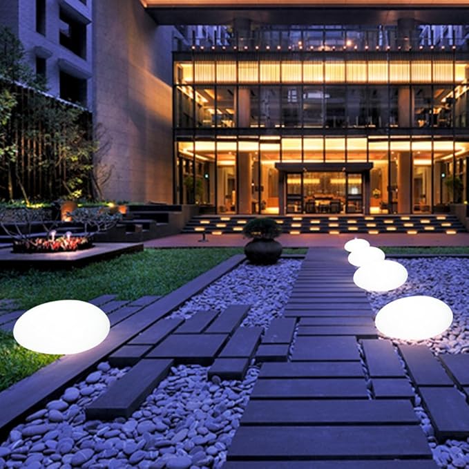 PetraLux LED-Gartenleuchte im Steindesign mit Fernbedienung – Ansicht 2 von 15
