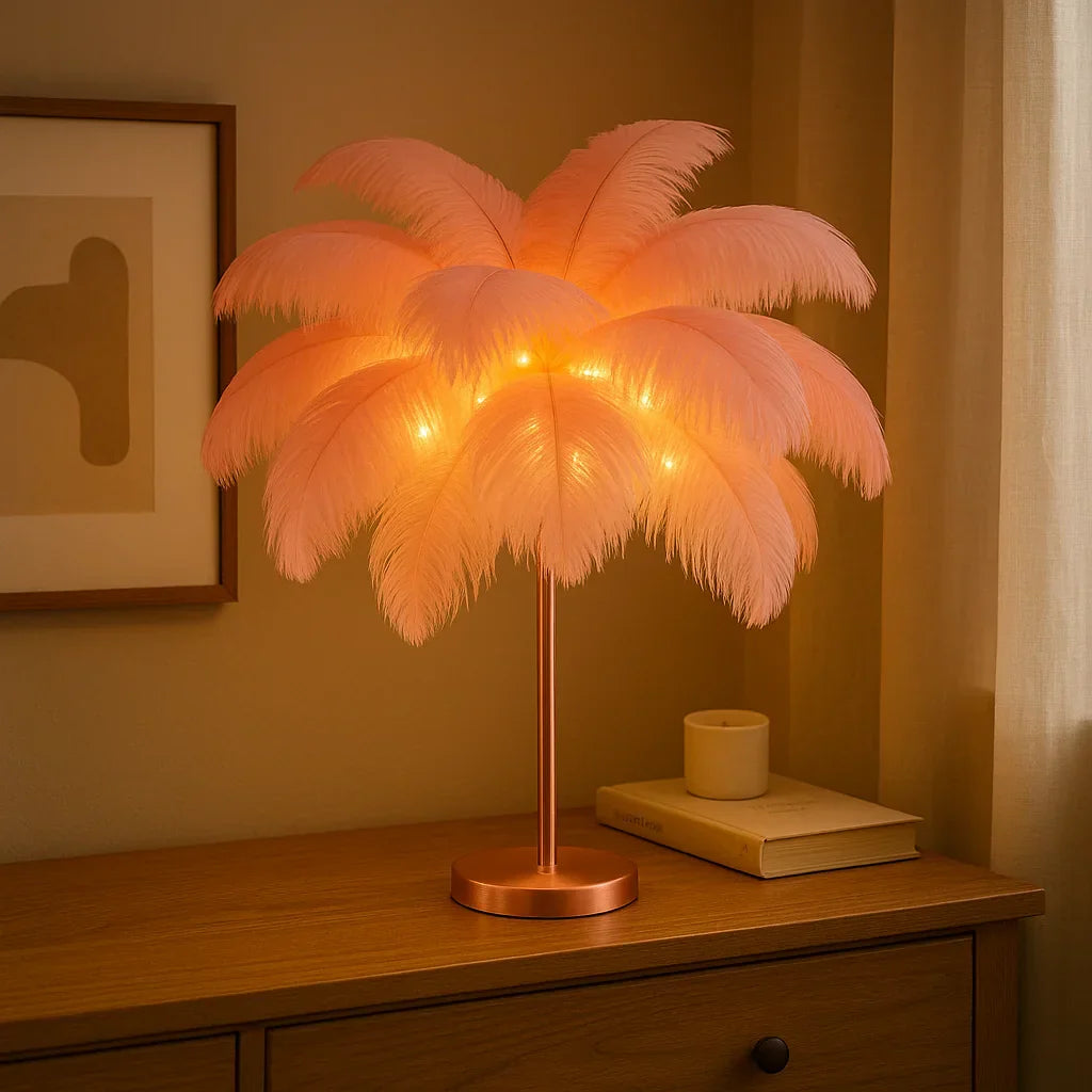 Plumora LED Feder-Tischlampe mit warmem Licht – Tischleuchte – Ansicht 7 von 8