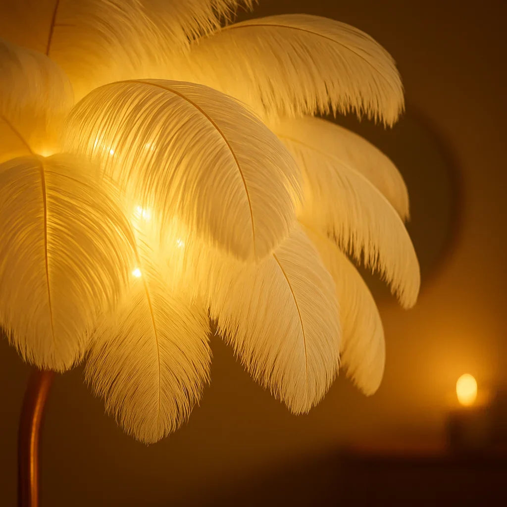 Plumora LED Feder-Tischlampe mit warmem Licht – Tischleuchte – Ansicht 4 von 8