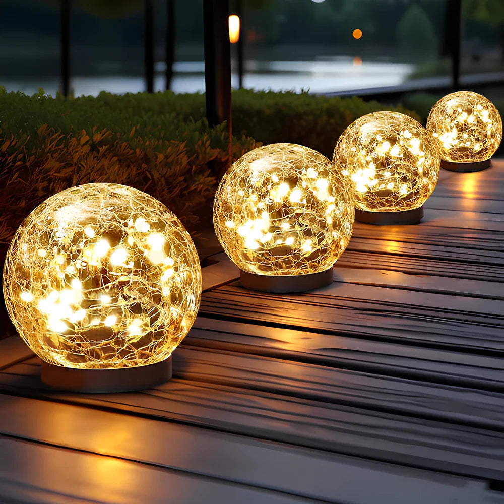 SolisGlow Solar-Gartenkugel aus Glas mit Dämmerungssensor – Solarleuchte